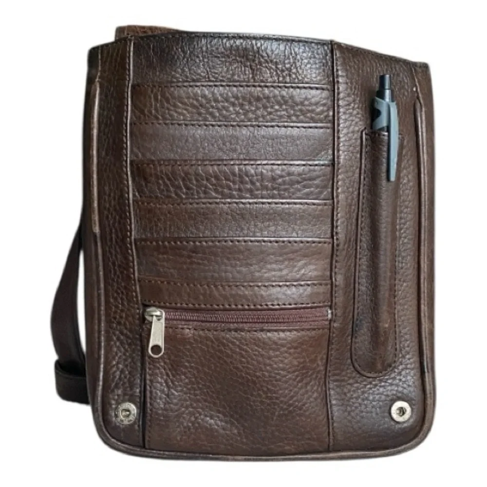 Eddie Bauer Dark Brown Leather Messenger Bag